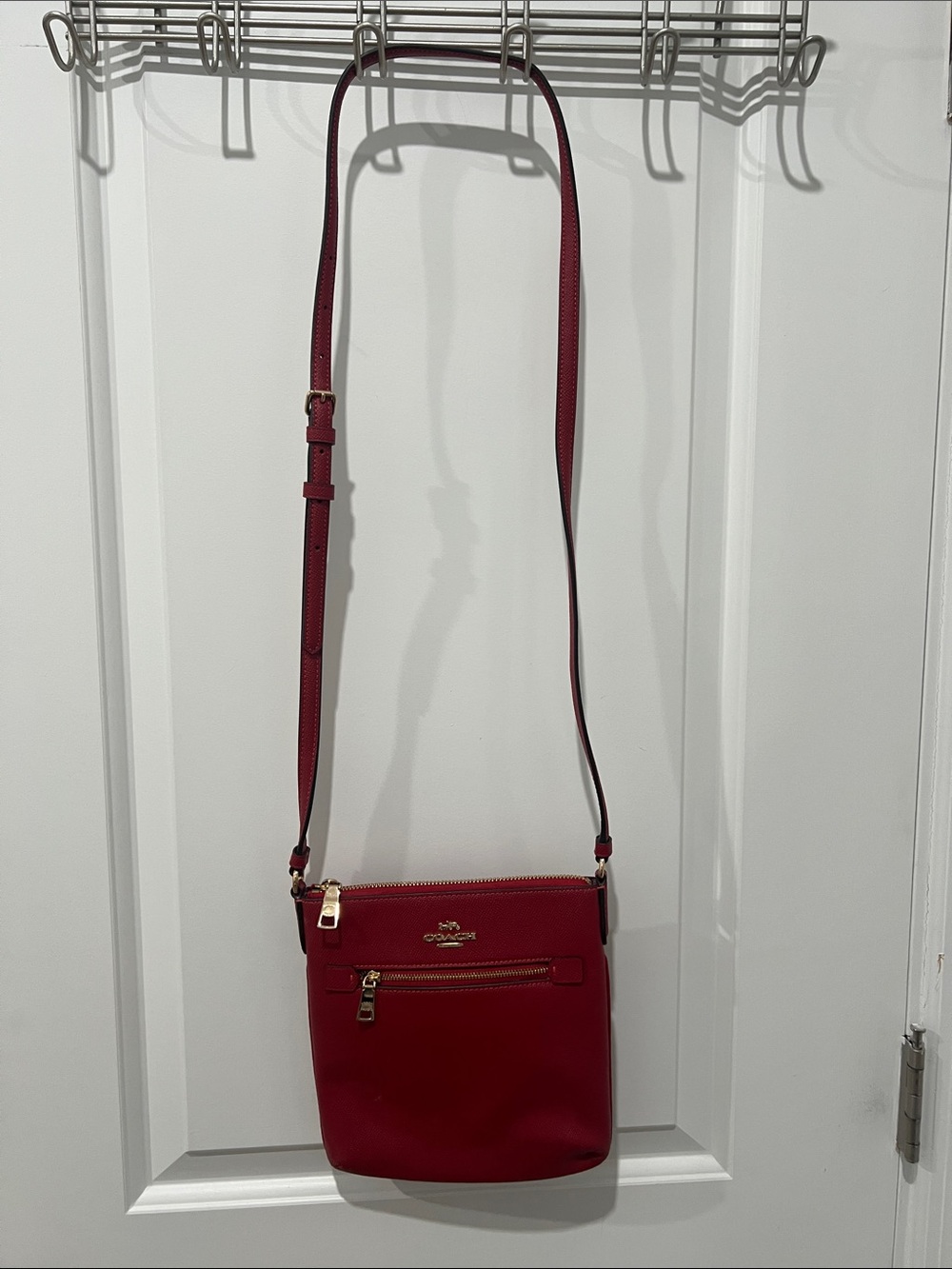 Coach Red Leather Crossbody with Gold Hardware - Picture 5 of 10